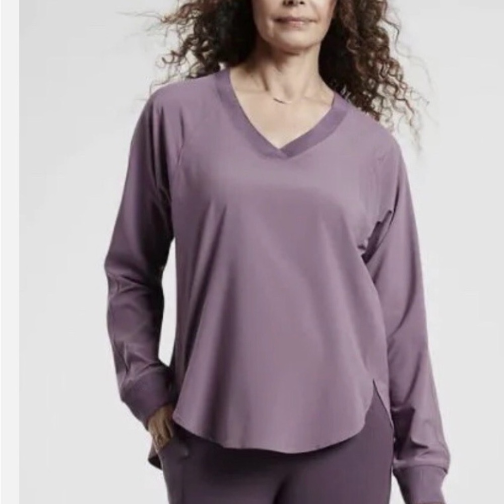 Athleta Purple V-Neck Long Sleeve Top